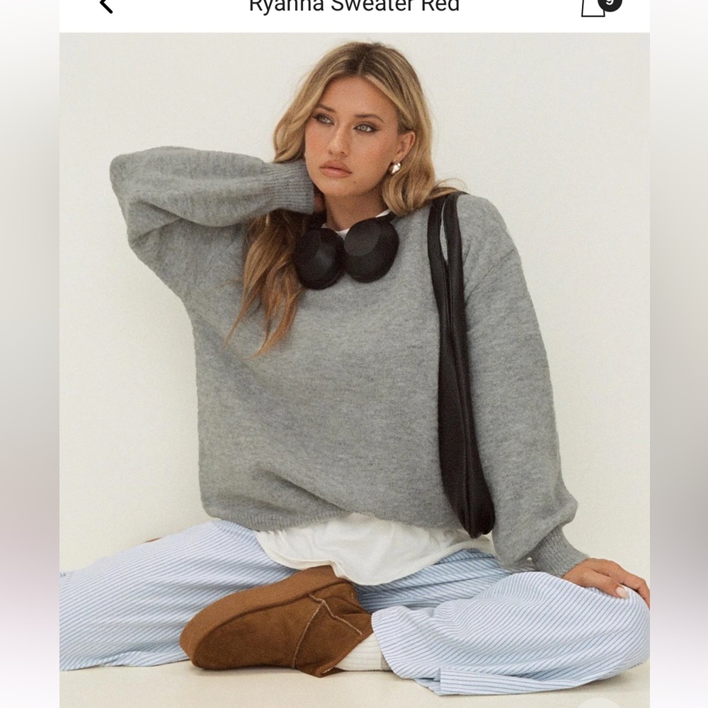 New Princess Polly  Ryanna Sweater Gray Crewneck
